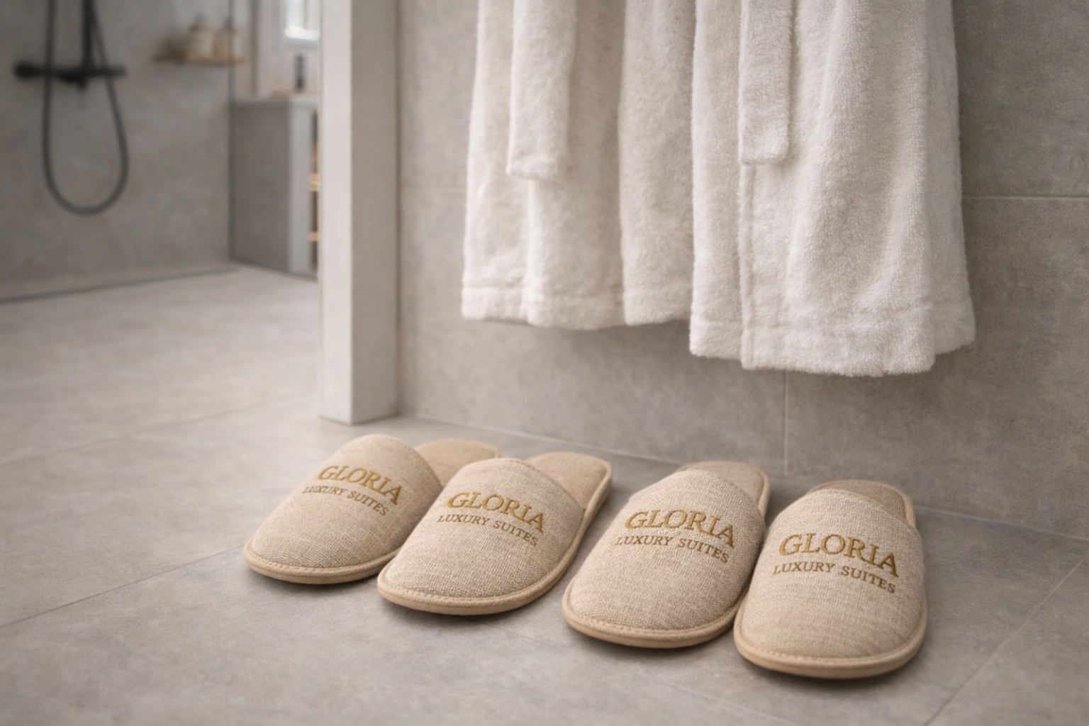 Gloria Luxury Suites Linen Slippers
