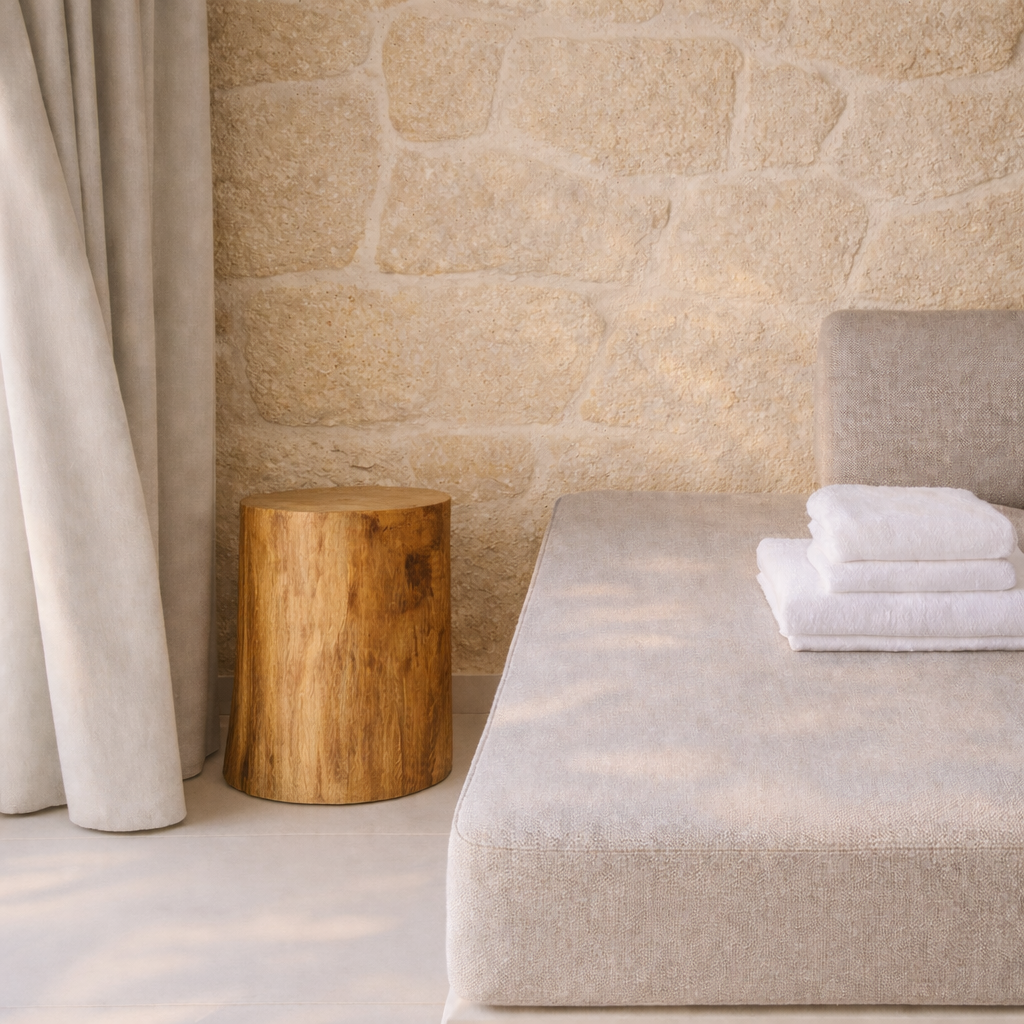 King bed with branded pillows