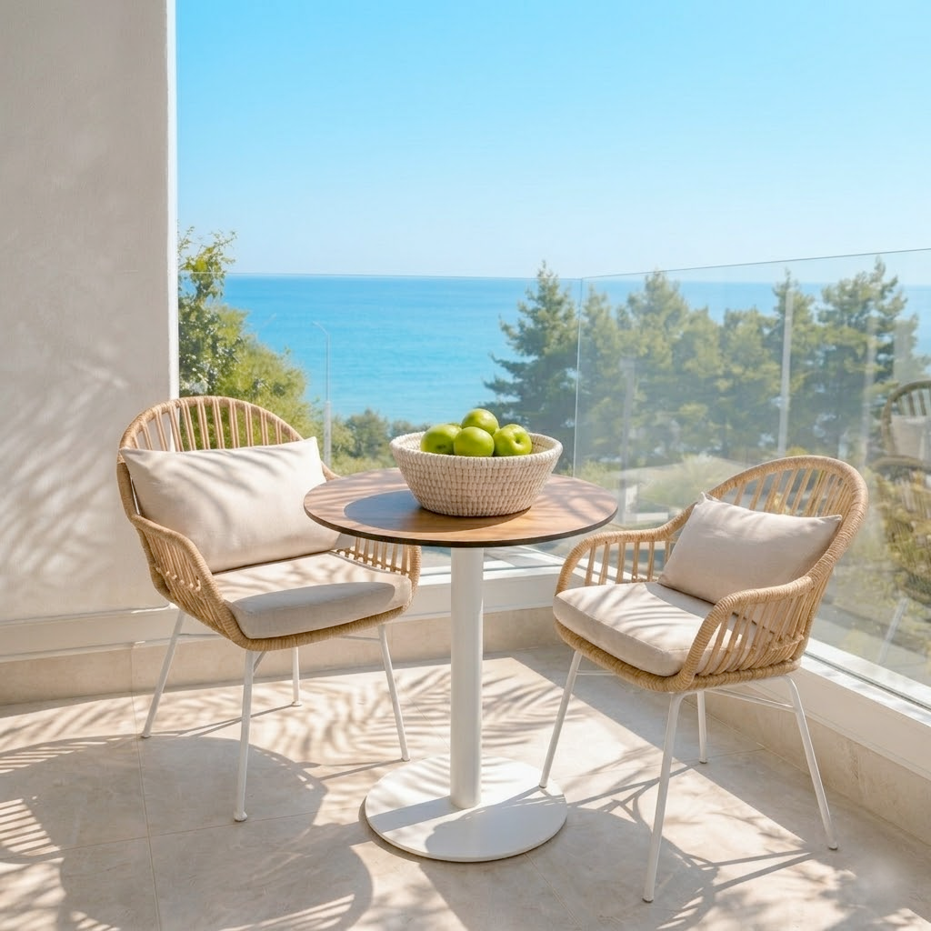 Deluxe Side Sea View Suite balcony with Aegean views