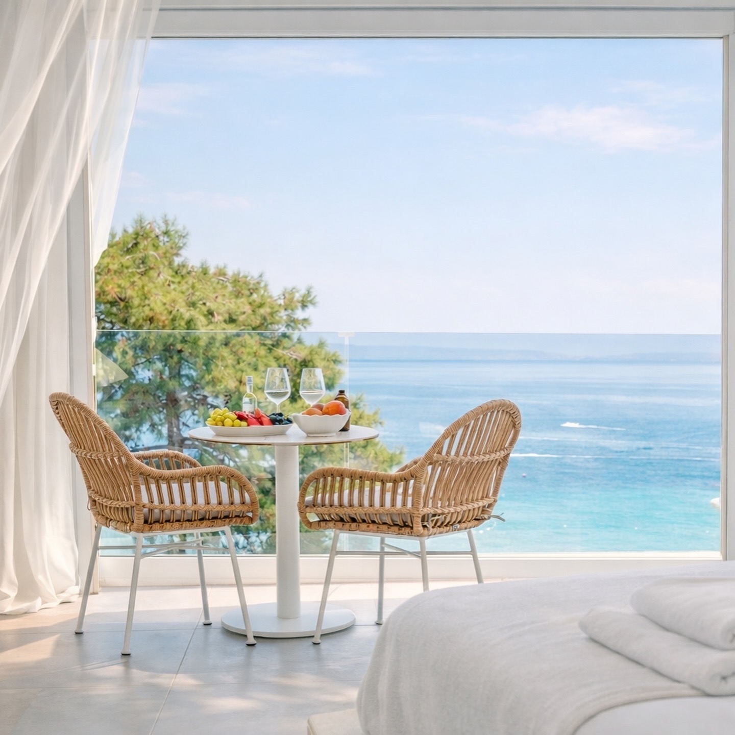 Panoramic Aegean sea view at golden hour